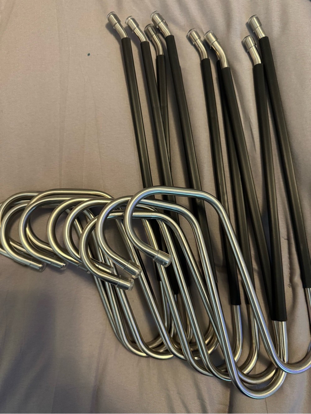 Set of 10 Non-slip Metal Pant Hangers with Black Rubber Sleeves